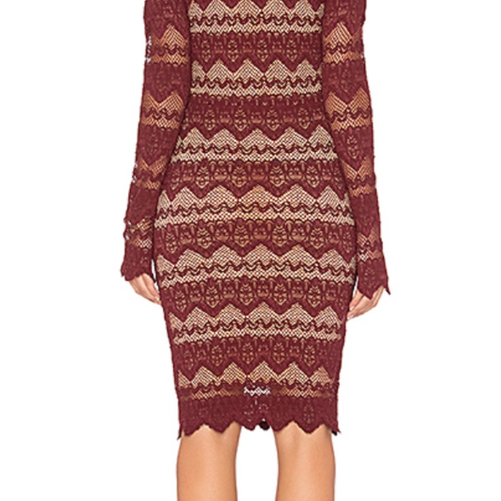 NWT NIGHTCAP SIERRA LACE V NECK Long Sleeve Dress Garnet Sz 1 - Picture 3 of 12